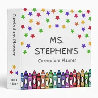 Black Pastels Crayons Curriculum Teacher Planner 3 Ring Binder