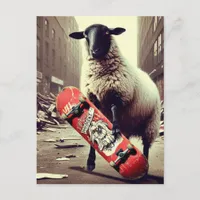 A Skateboarding Sheep Postcard