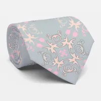 Delicate Elegant Pastel Baroque Damask Pattern Neck Tie