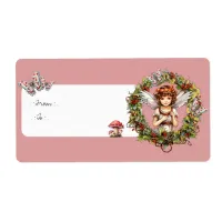 Vintage Pink Fairy Butterfly Christmas Label