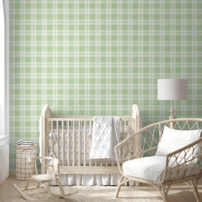 Pattern Light Olive Green Checks Room Office  Wallpaper