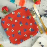 Fourth of July Summer Red White Blue Fun Blueberry Paper Plates