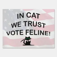 Vote Cat with Light American Flag Sign