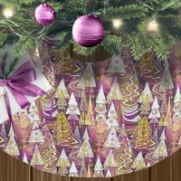 Magenta Gold Christmas Pattern#25 ID1009 Brushed Polyester Tree Skirt