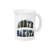 North Dakota Picture Text Beverage Pitcher