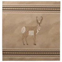 Southwest Pronghorn Standing Antelope Brown Border Cloth Napkin