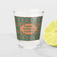 Southwestern Teal Copper Geometric Personalized Shot Glass