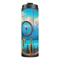 Dreamcatcher in Window Overlooking the Mountains  Thermal Tumbler