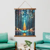 Iridescent Holiday Dream 🎄 Glowing Christmas Tree Hanging Tapestry