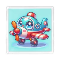 Cartoon airplane blue | acrylic tray