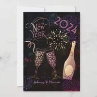 Black and Purple Happy NEW Year Holiday Card