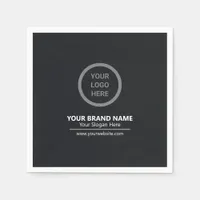 Luxury Black Company Branded Event Promotion Logo Napkins