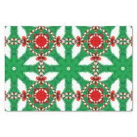 Candy Cane Pine Branches Red Bow Ties Xmas Pattern Tissue Paper