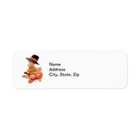 Vintage Pilgrim Boy Praying on Pumpkin Label