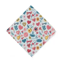 Crayon Pastel Heart & Flowers Bandana