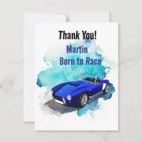 Classic Retro Blue Sports Car Birthday Adventure H Thank You Card