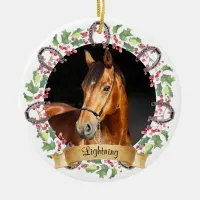 Personalized Christmas Horse Photo Ceramic Ornament