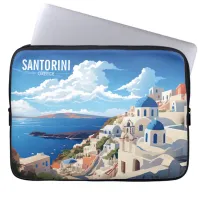 Santorini Greece Travel Poster Laptop Sleeve