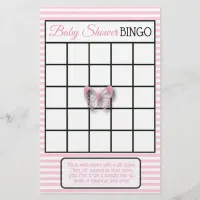 Pink Butterfly Baby Shower Games Flyer