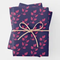 Dark Purple and Hot Pink Watercolor Botanical Wrapping Paper Sheets