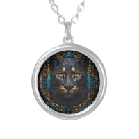 Mosaic Majesty: The Black Panther Silver Plated Necklace