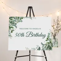 Eucalyptus Greenery Corners 50th Birthday Welcome Foam Board