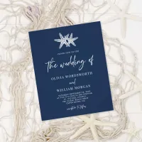 Budget Navy Blue Starfish Wedding Invitation Flyer