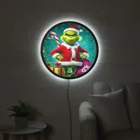 Grinch enjoys Christmas gifts and joy LED Sign