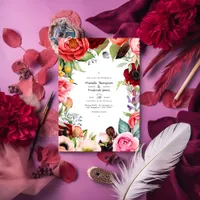 Rustic Boho Floral Bohemian Wedding Invitation