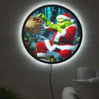 The Grinch steals Christmas under snowy trees LED Sign