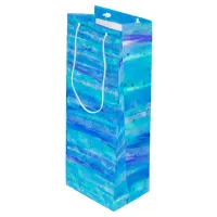 Digital Art Blue and Purple Waves Abstract Wine Gift Bag