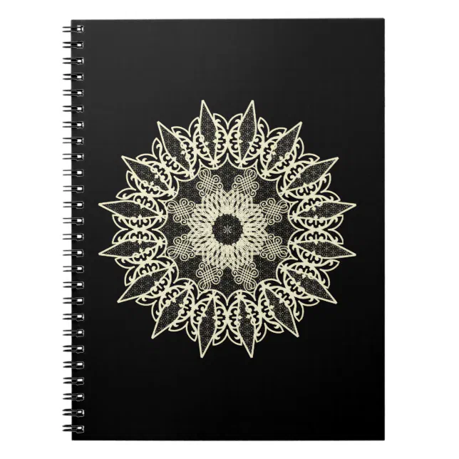 Mandala dentelle géométrique blanc cassé notebook