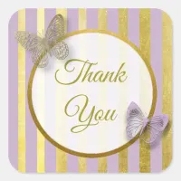 Purple and Gold Butterfly Thank You Stickers