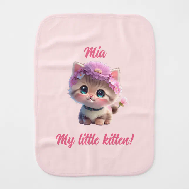 Cute little floral kitten Baby Bib