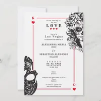 Vegas Playing Cards Sugar Skull Wedding Invitation