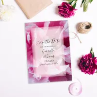 Pink Peony Flower Wedding Save the Date Invitation