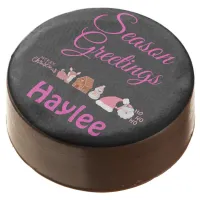 Season Greetings Pink on Charcoal Name Monogram | Chocolate Covered Oreo