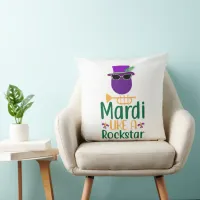 Mardi Like A Rockstar Typography Throw Pillow