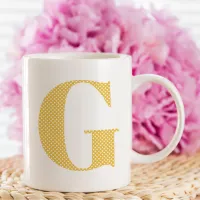 Yellow and White Polka Dot Monogram Coffee Mug