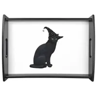 Cute Black Witch Cat Serving Tray