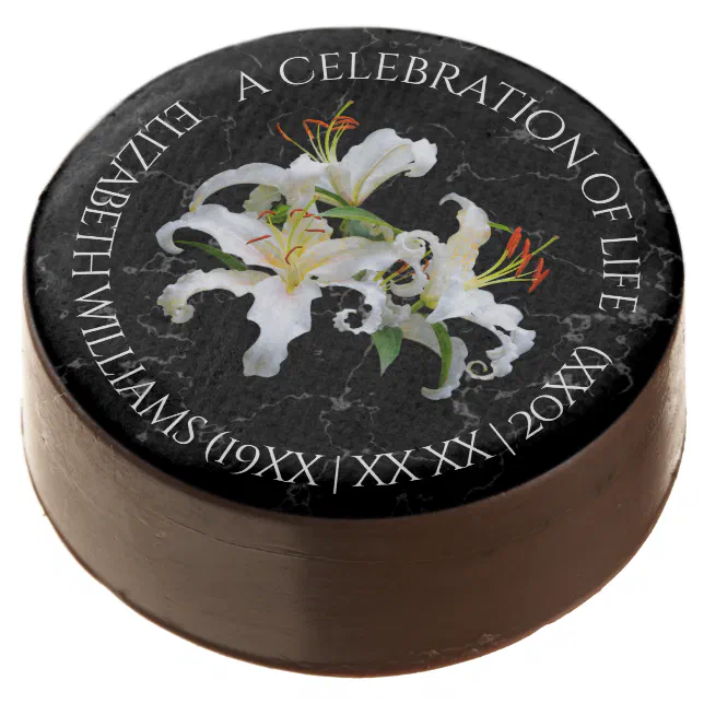 Elegant White Oriental Lilies Celebration of Life Chocolate Covered Oreo