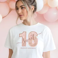 Rose Gold Glitter Script Sweet 16 Birthday Tri-Blend Shirt