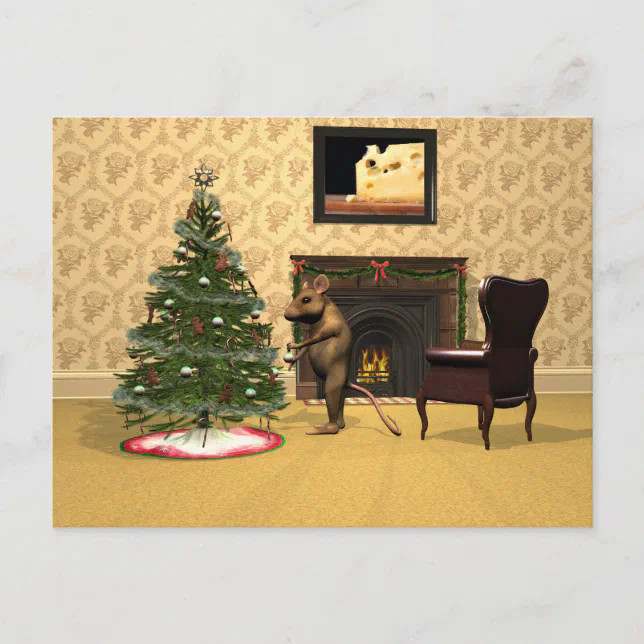 Mouse's Christmas Holiday Postcard