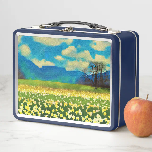 Daffodil field - painting metal lunch box