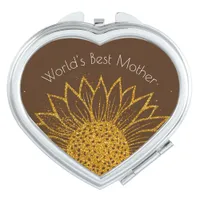 Vintage Sunflower Glitter Floral Monogrammed  Compact Mirror