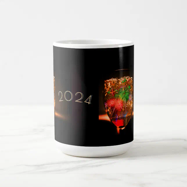 2024 wishes with fireworks and bubbles coffee mug