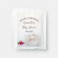 Teapot Pink Roses Baby is Brewing Shower Favor Tea Bag Drink Mix