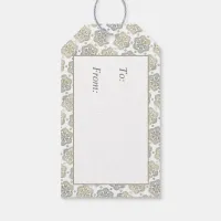 Retro Silver Gold Flower Pattern Gift Tags