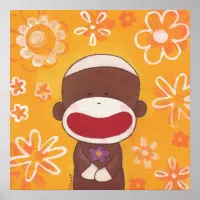 Flower Sock Monkey Poster