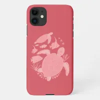 Pink Sea Life Turtles and Fishes Cute iPhone 11 Case